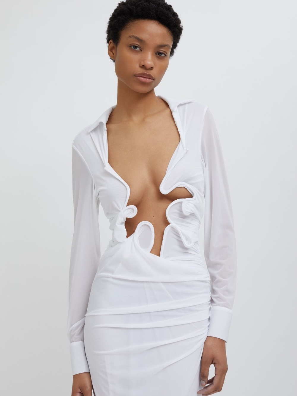 CHRISTOPHER ESBER VENUS PLUNGE SHIRT DRESS AU 8 $1,100 defect